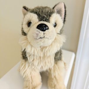 Nat & Jules realistic grey wolf pup plush